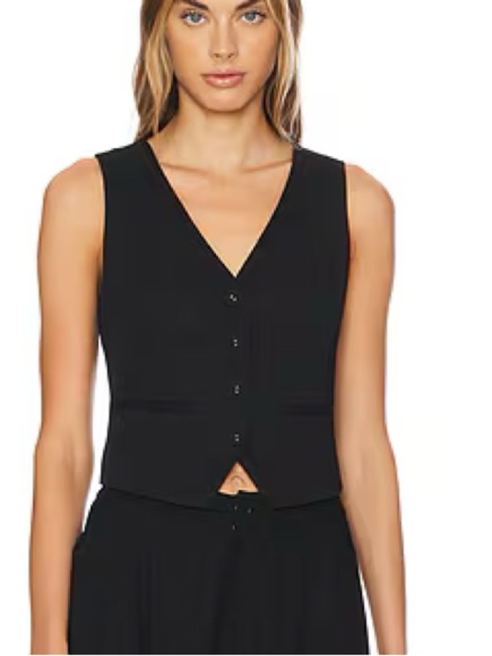 Paige Black V-Neck Tailored Vest 0044